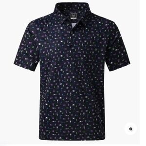 Deolax‎ Party Transfusion Print Lisle Self Collar Polo XXXL Green New With Tags